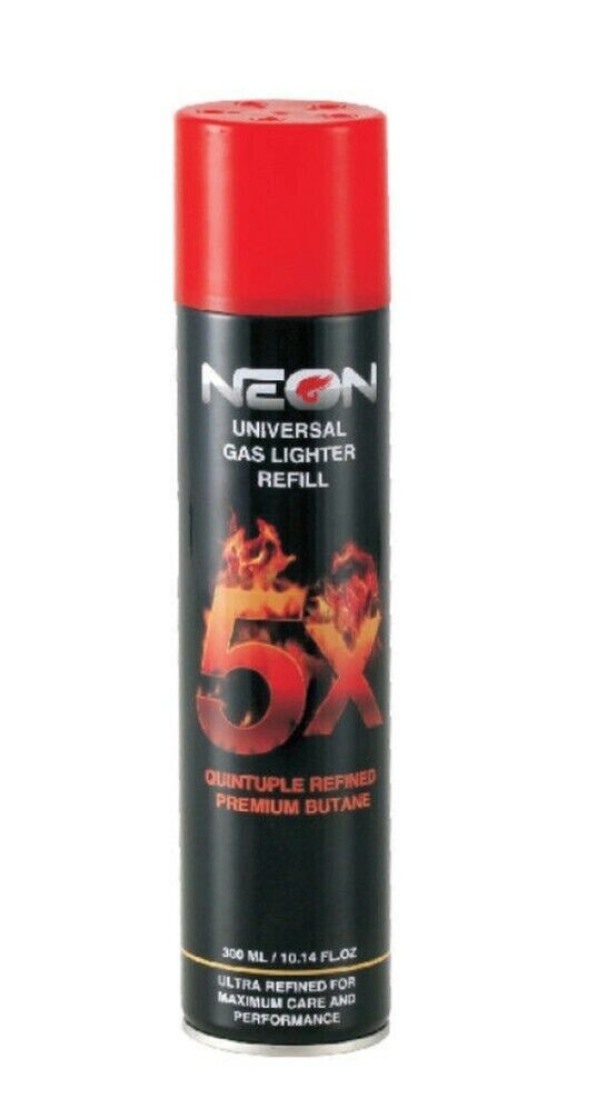 1 Can Neon 5X Refined Butane Lighter Gas Fuel Refill 300 mL 10.14 oZ Cartridge