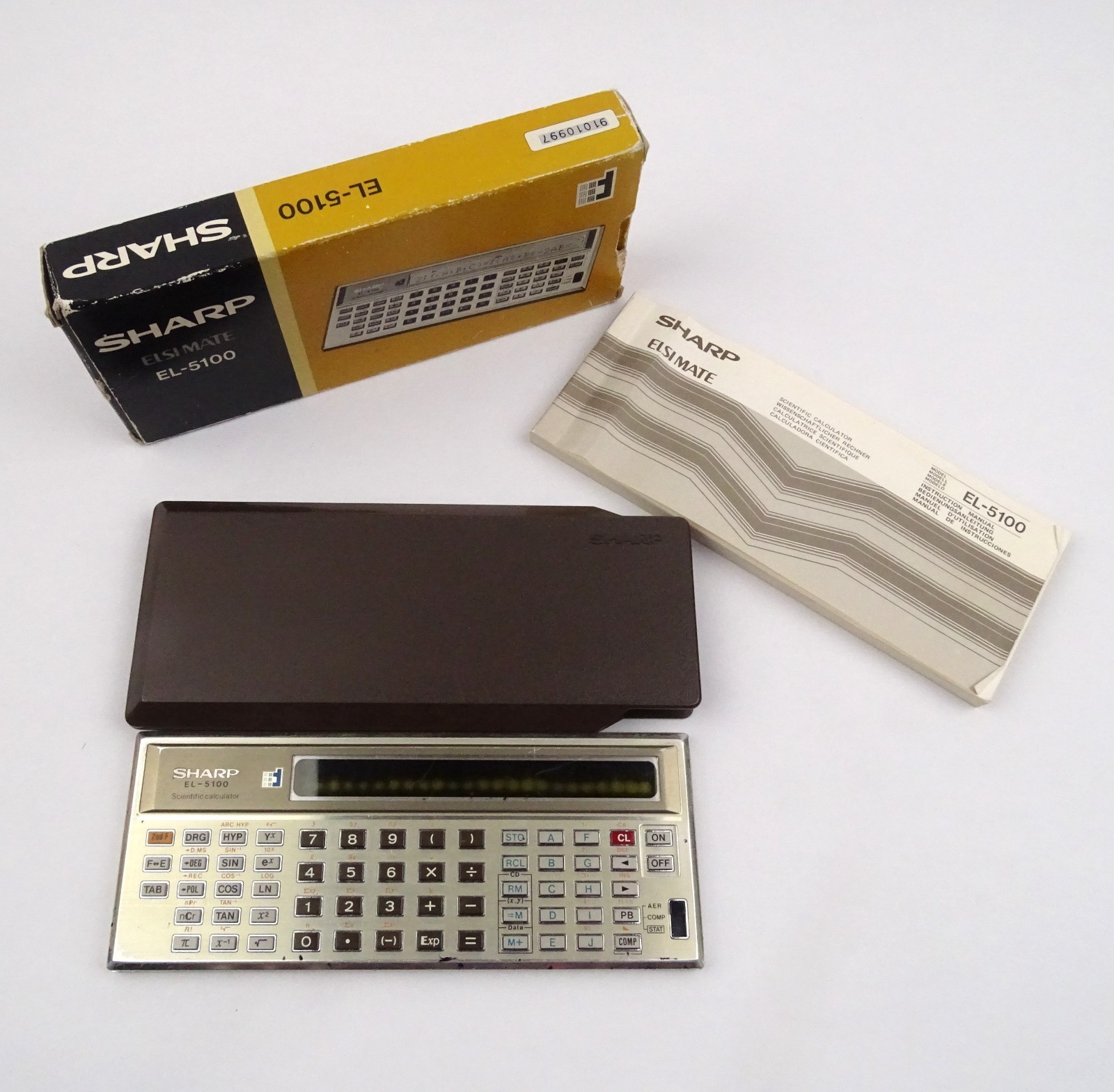 Sharp Elsimate EL-5100 1979 Vintage Calculator Original Box Instructions Faulty