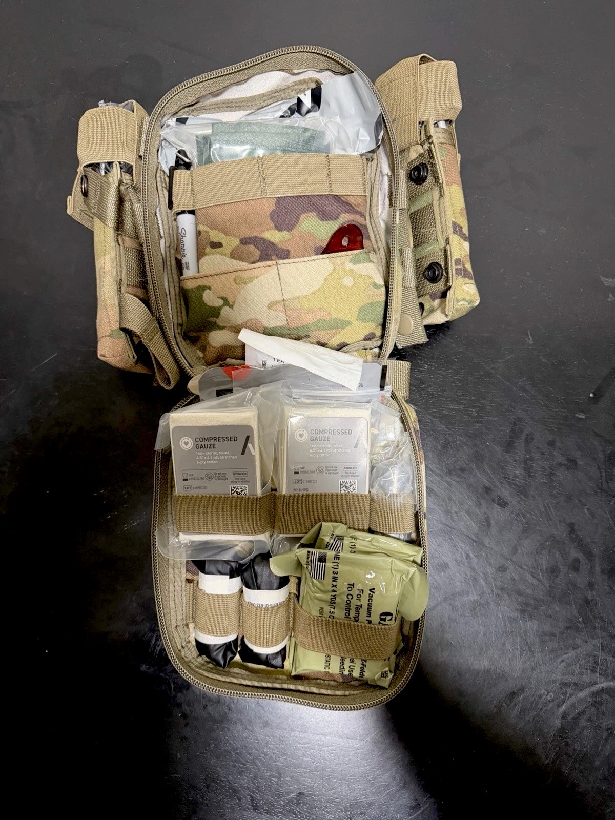USAF Molle JFAK Joint First Aid Kit Muticam w/ TQ & Med Supplies (All sealed)