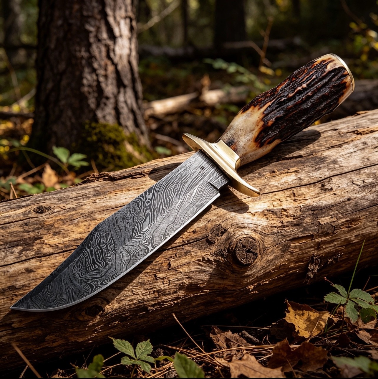 Buckhorn-Beast Bowie Hunting Knife Fixed Blade Outdoor Survival Stag Handle
