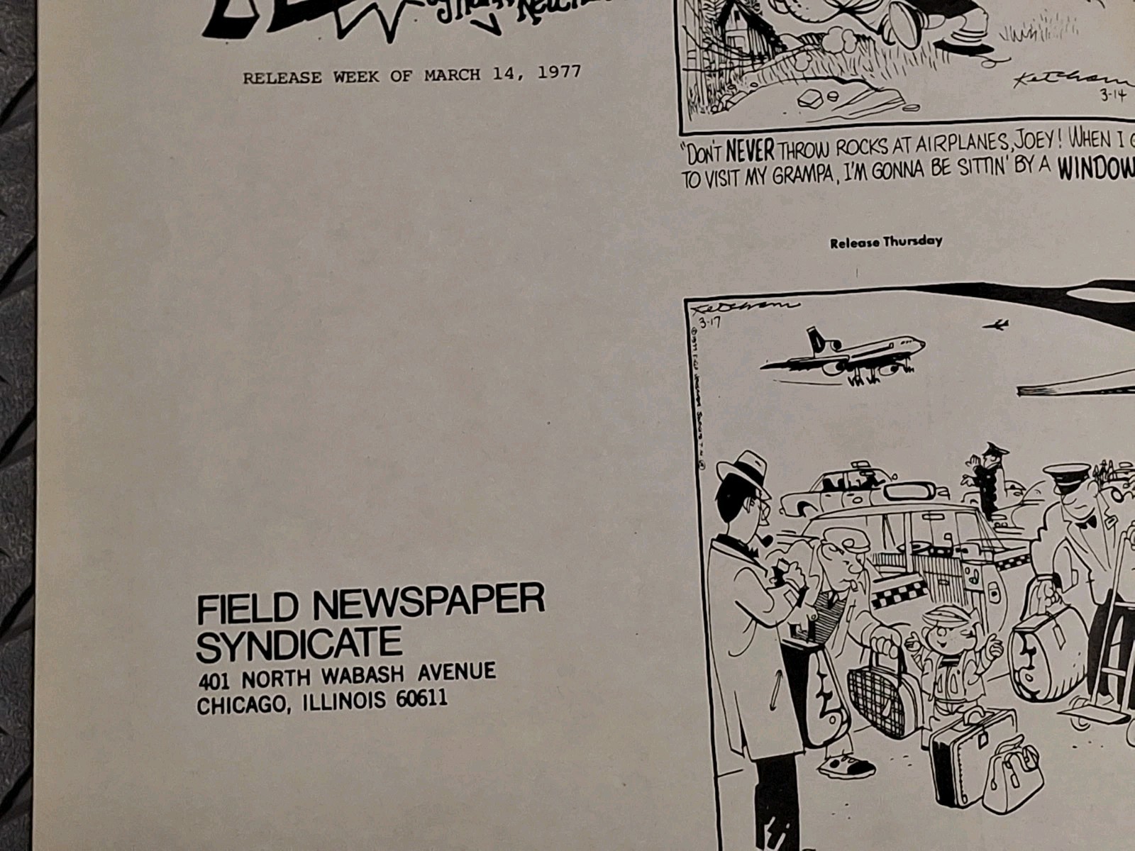 1977 DENNIS the MENACE Lot Original PRODUCTION ART Newspaper HANK KETCHAM