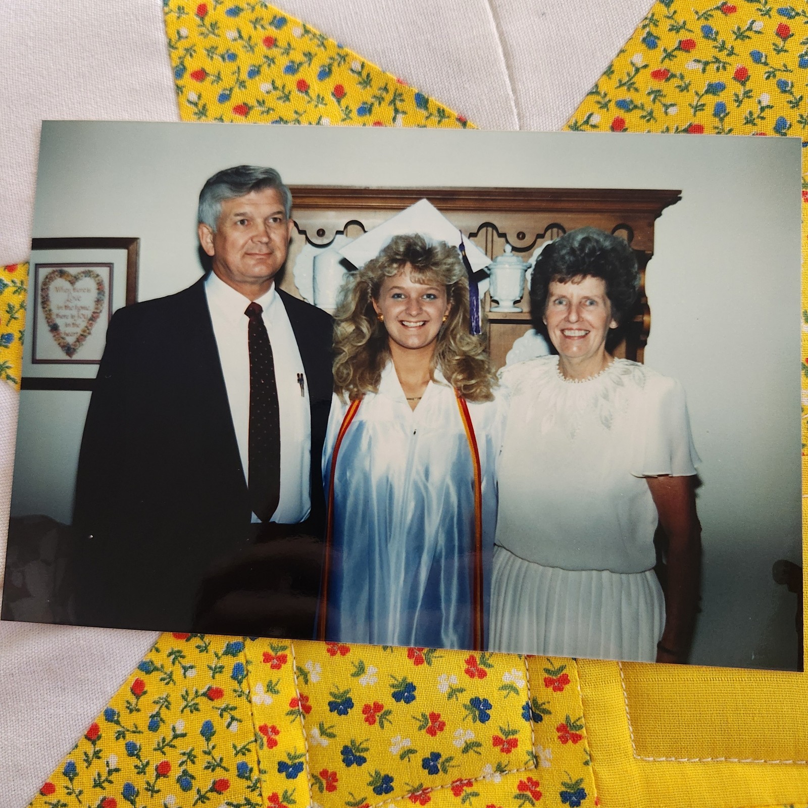 VTG Color Snapshot Photo 1980s High School Graduation Family Portrait 1989