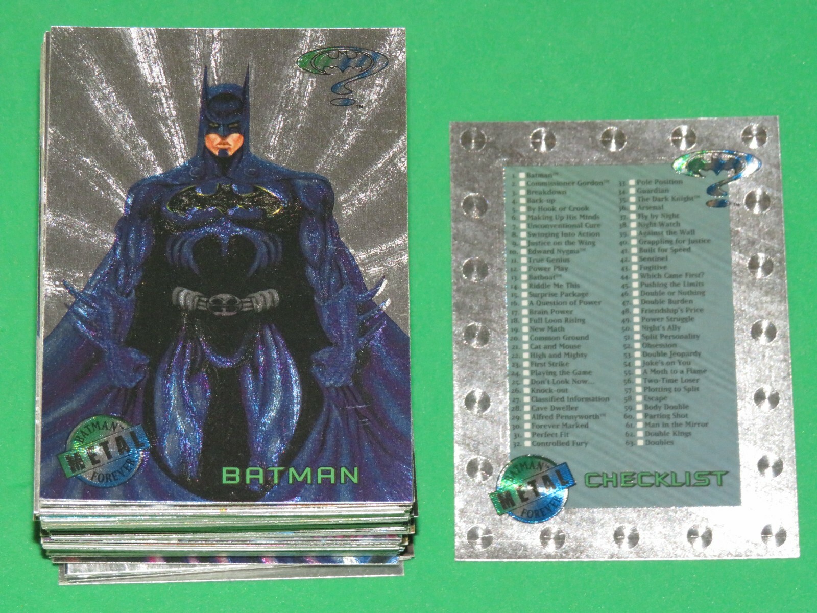 1995 BATMAN FOREVER METAL SILVER FLASHER PARALLEL 100 CARD SET DC UNIVERSE FLEER