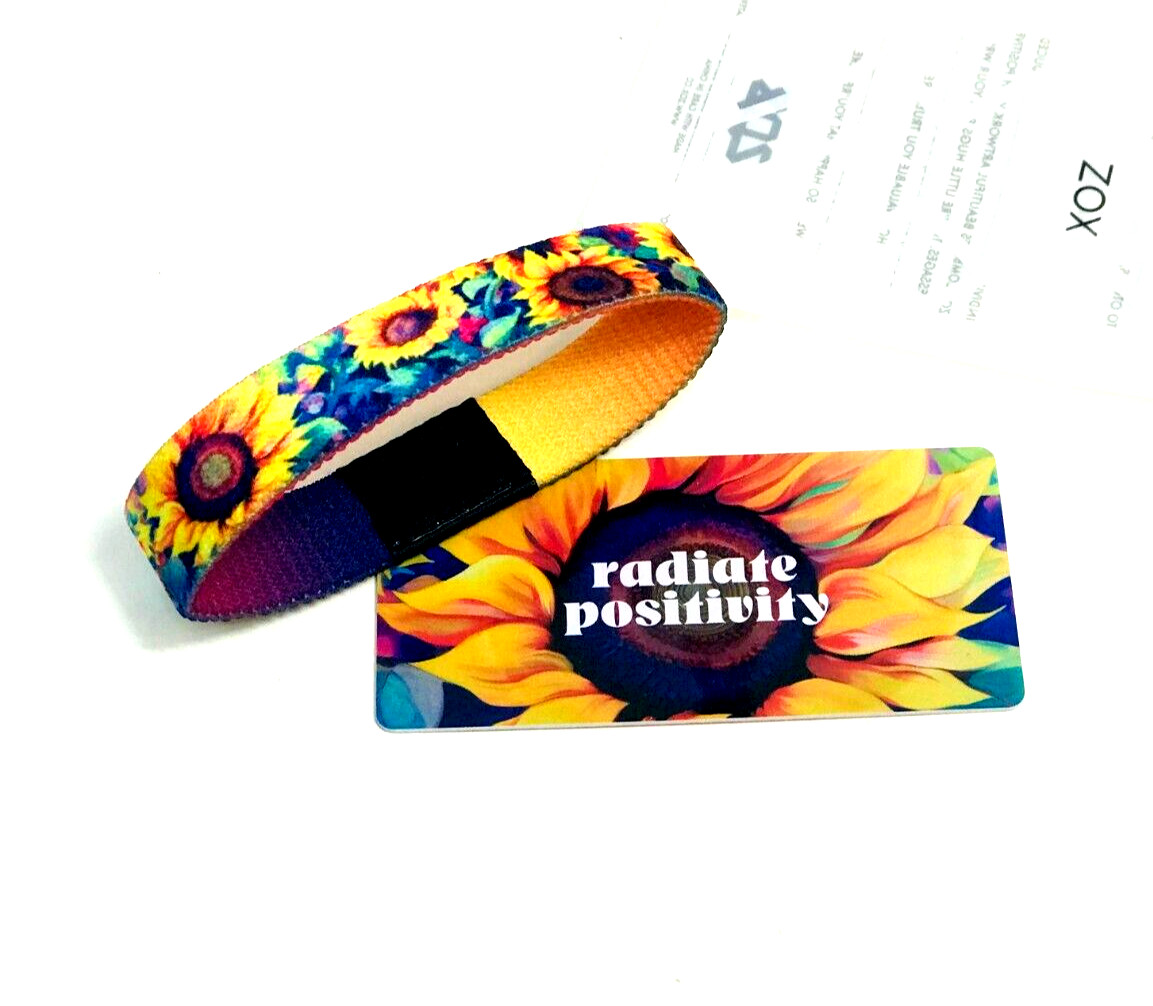 ZOX **New RADIATE POSITIVITY** Lrg Single New IN PKG Wristband w/Card SUNFLOWER
