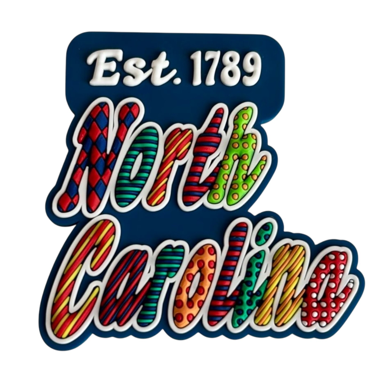 North Carolina Festive Multicolor Letters Fridge Designer Magnet 2.0″ X 2.0″