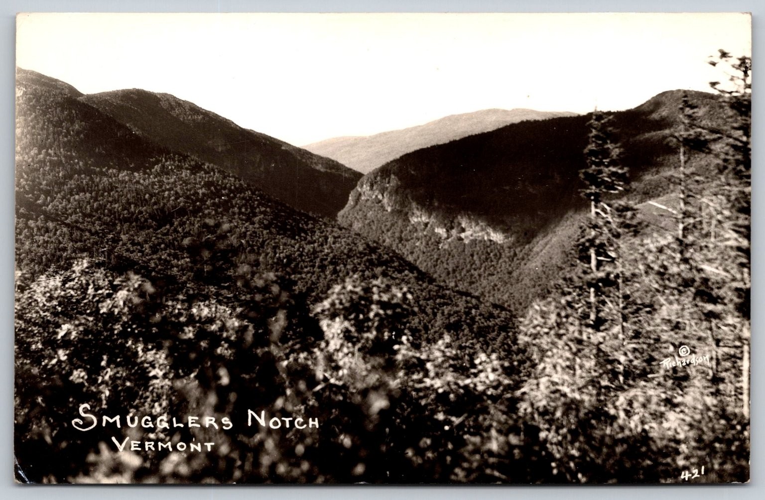 Smugglers Notch Vermont Vintage RPPC Postcard Mountain Landscape Scenic C441
