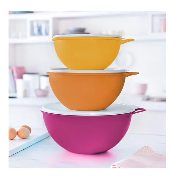 Tupperware Thatsa Bowls 6 piece set Orange Pink Large Medium Small Kitchen