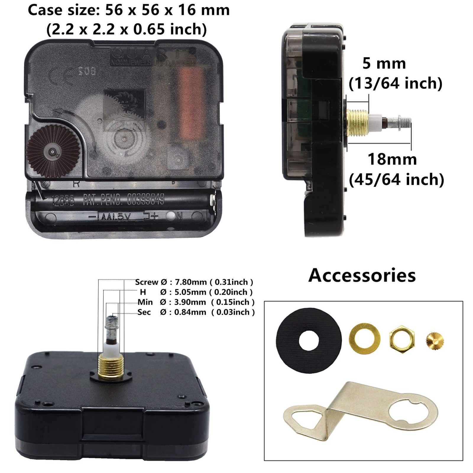 TIKROUND Include Hands Quartz DIY 12888 Wall Clock Movement Mechanism Battery…