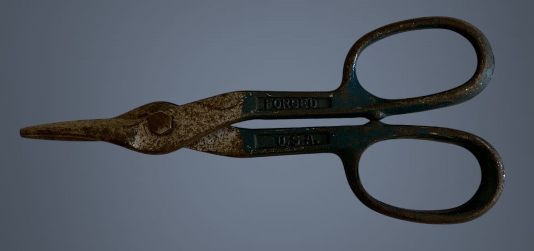 Vtg Forged Steel Tin Snips Duckbill Sheet Metal Shears Cutters Blue Handle USA