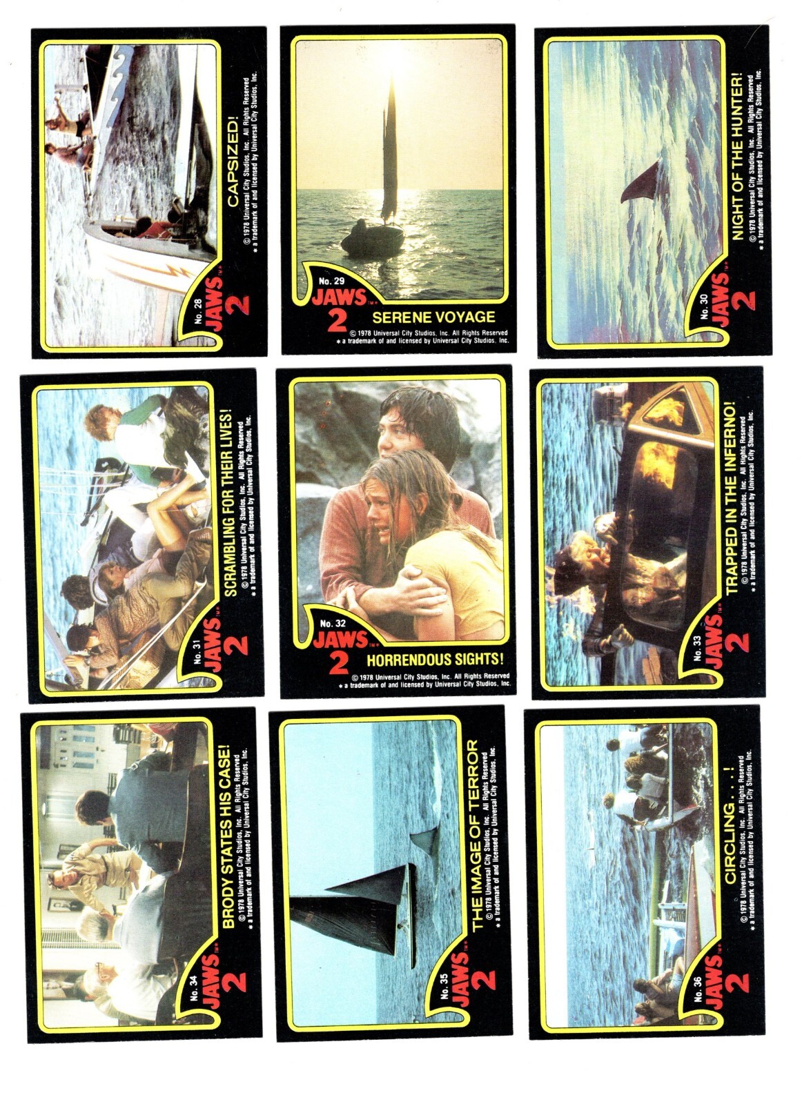1978 TOPPS JAWS 2 THE MOVIE TRADING CARD SET 59-CARDS NM/MINT ALL CARDS SCANNED