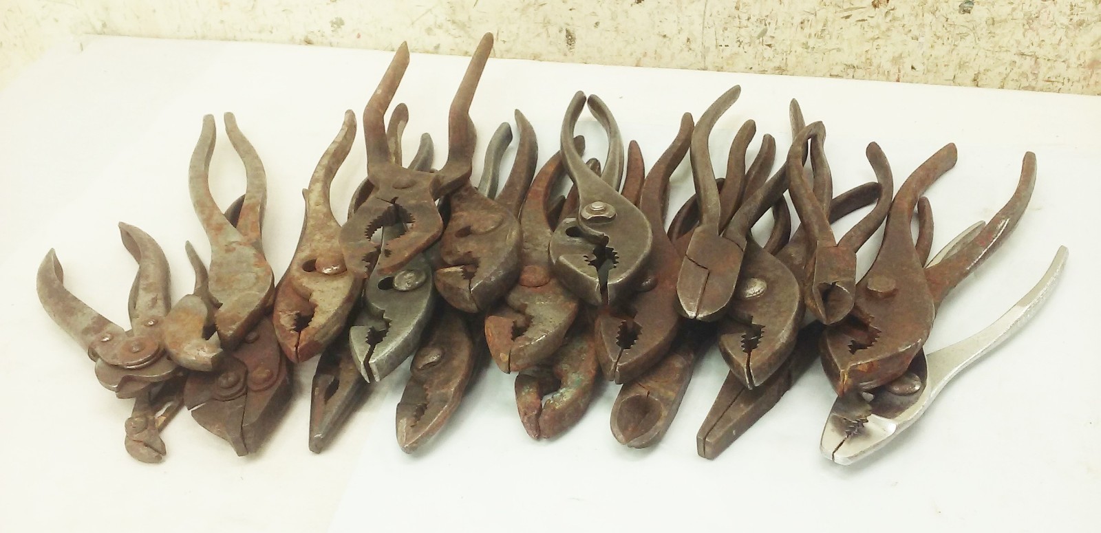 Vtg antique Pliers slip joint snips wire side cutters tool LOT of 21 Art Decor