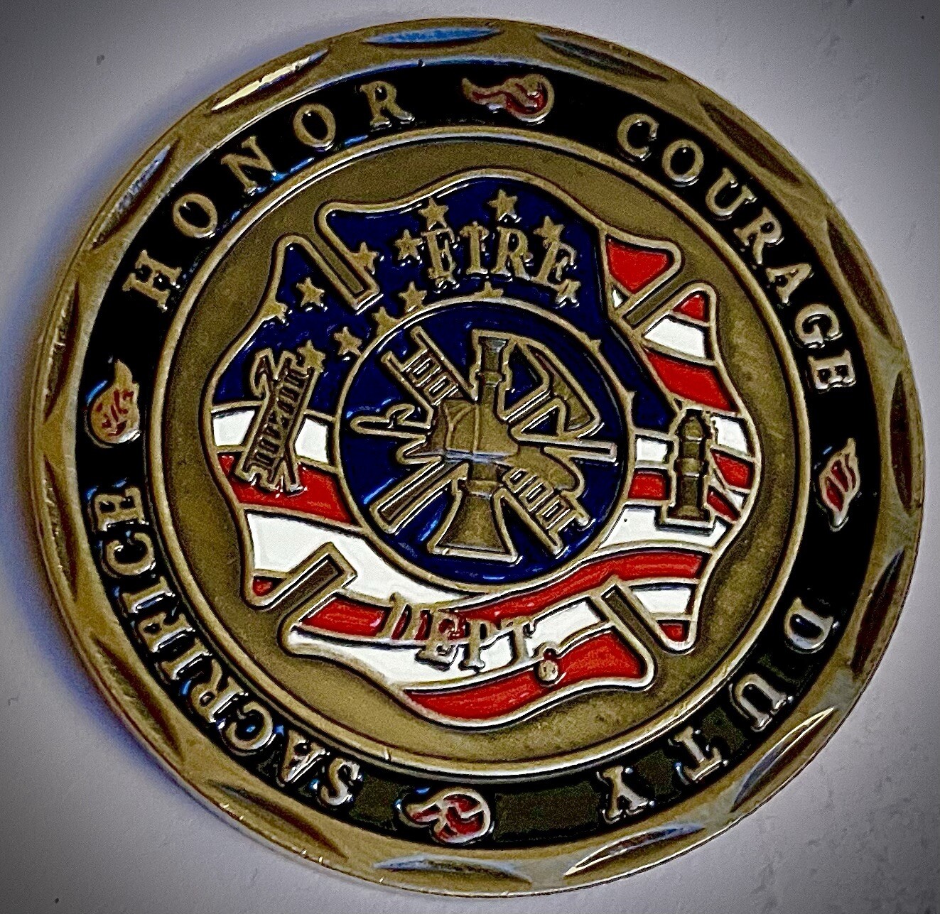 Firefighter Challenge Coin-Bronze Color-Fireman-Honor-Courage- Duty-Sacrifice