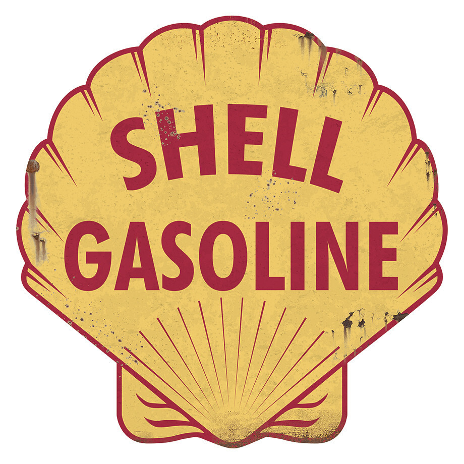 LARGE 36″ Shell Gasoline Gas & Oil Station Reproduction Metal Sign, Barn Garage