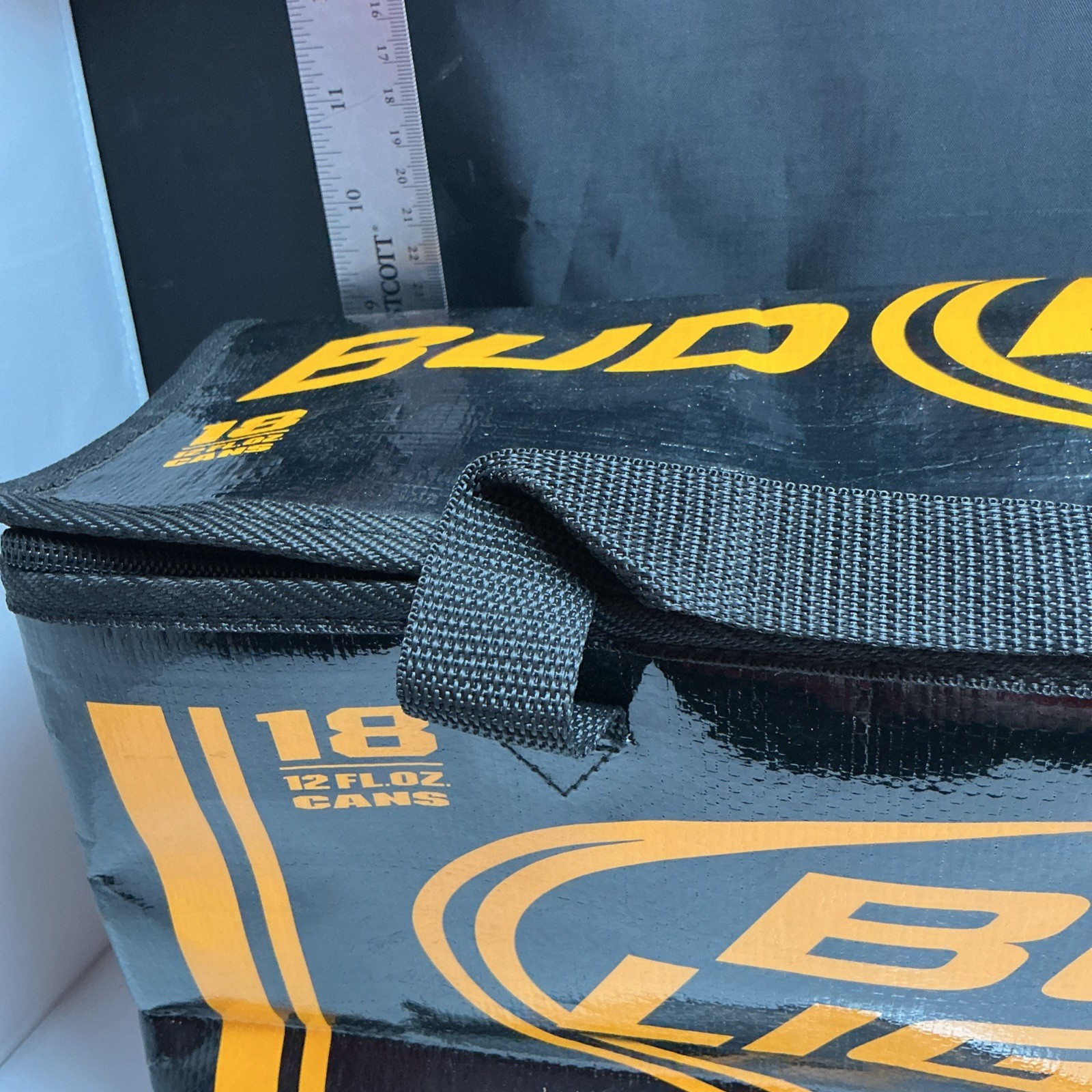 2009 Bud Light Cooler Pack, Holds 18 Cans – Black w/ Yellow Text Variant HTF