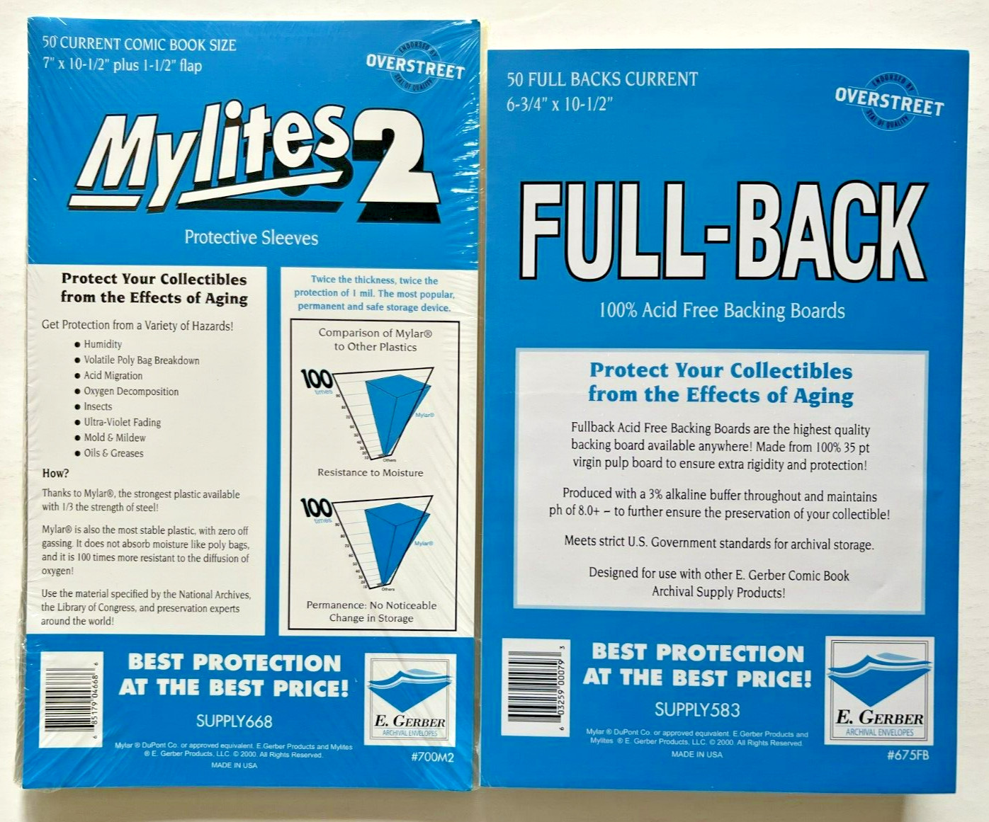 50 E. Gerber Current Comic Mylites 2 700M2 & 35 PT Full-Backs 675FB Set of 50