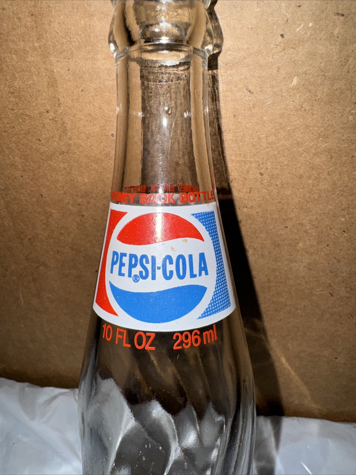 Old Vintage Pepsi Cola Glass 10 oz Return For Deposit Money Back Bottle Swirled