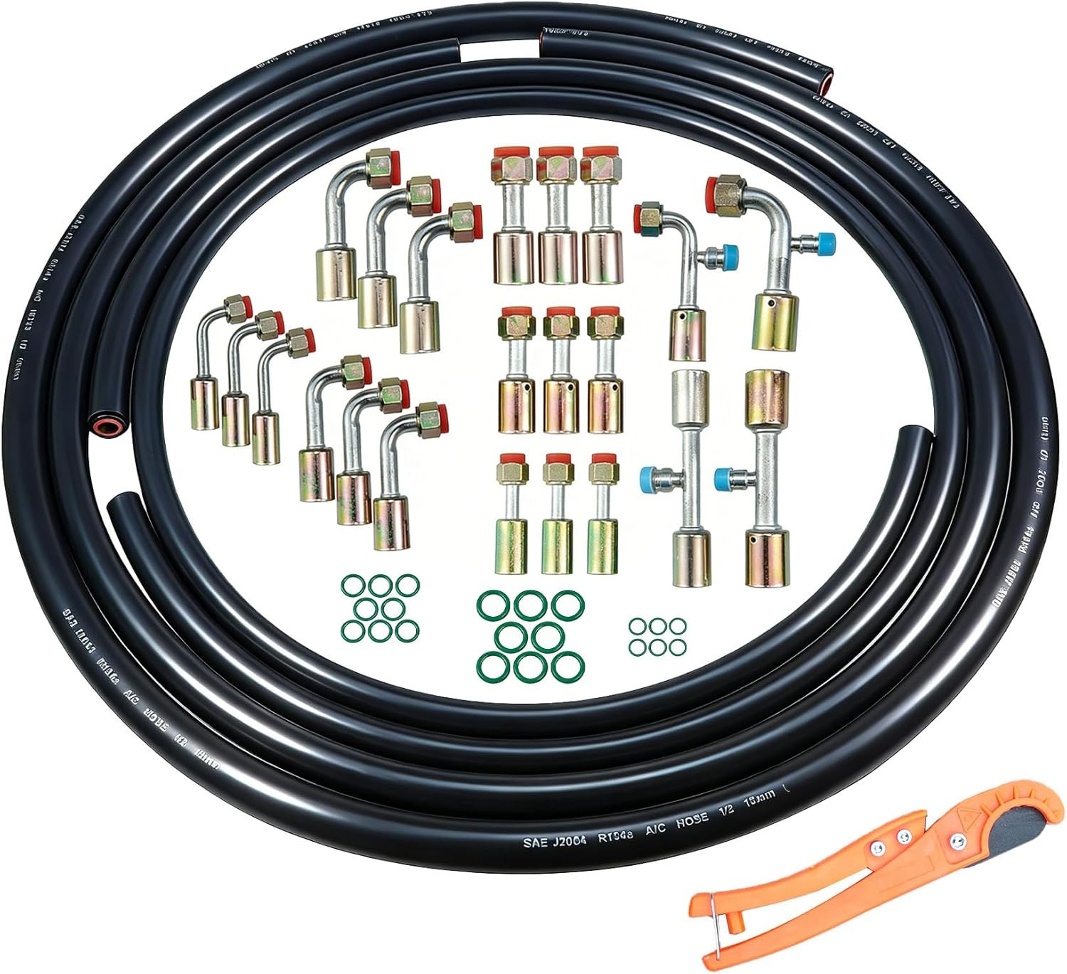 26Pcs AC Hose Kit, 6.5Ft Air Conditioning Hose and Fitting Kit – Includes 6.5Ft