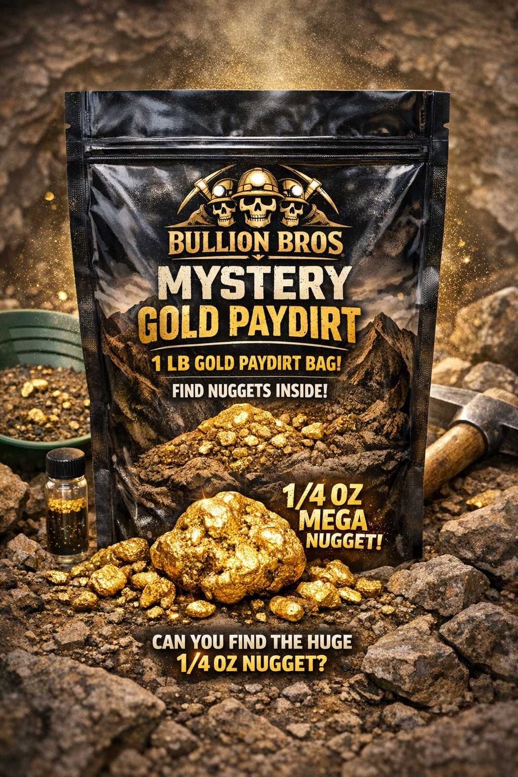 1 LB Mystery Gold Paydirt Bag – Bullion Bros – Limited 250 – Real Nuggets Inside