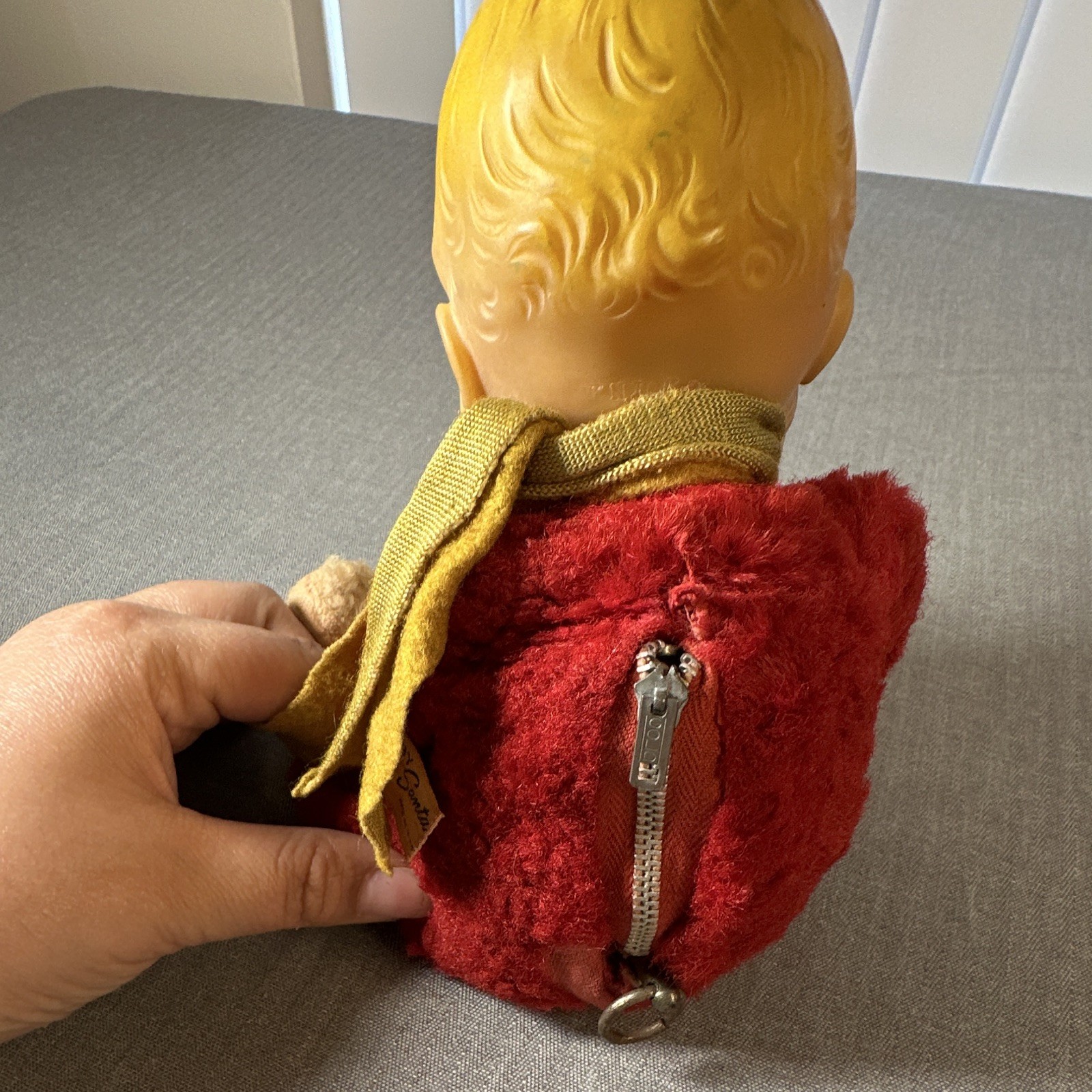1955 Vintage Knickerbocker Musical Santa Baby Plush Christmas Toy Music Box