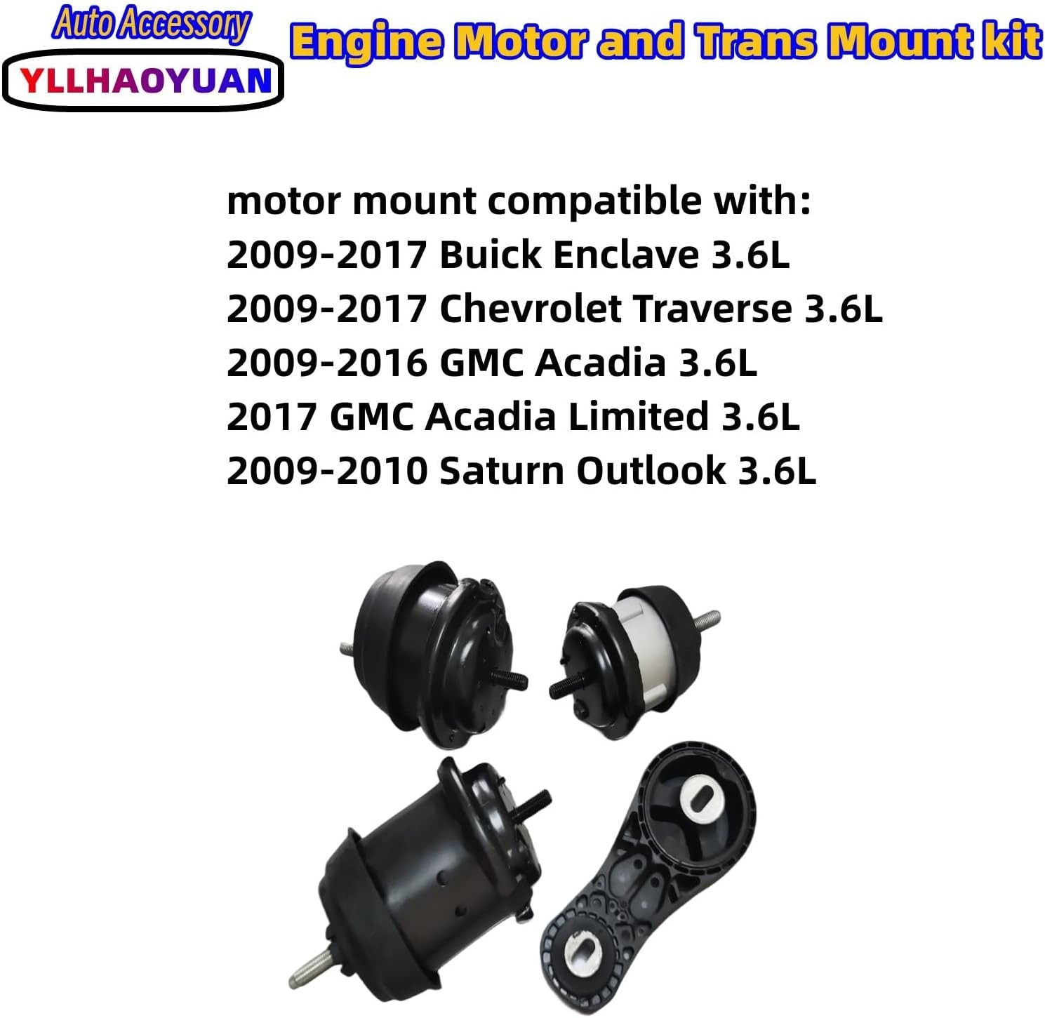 Yllhaoyuan Engine Motor Mount Kit for 2009-2017 Enclave, Traverse, Acadia, Outlo