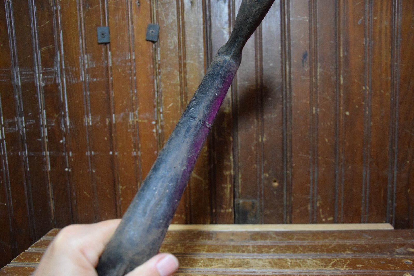CAST IRON METAL HAND CRANK HANDLE ONE PIECE MACHINED INTERFACE OLD TIMEY DECOR