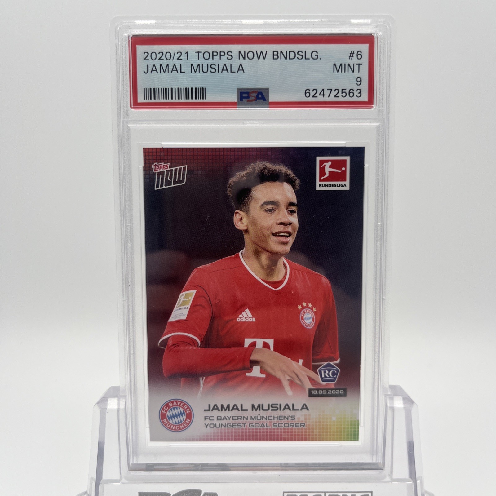 2020/21 Topps Now Ucl BNDSLG Jamal Musiala Rookie RC PSA 9 mint #6