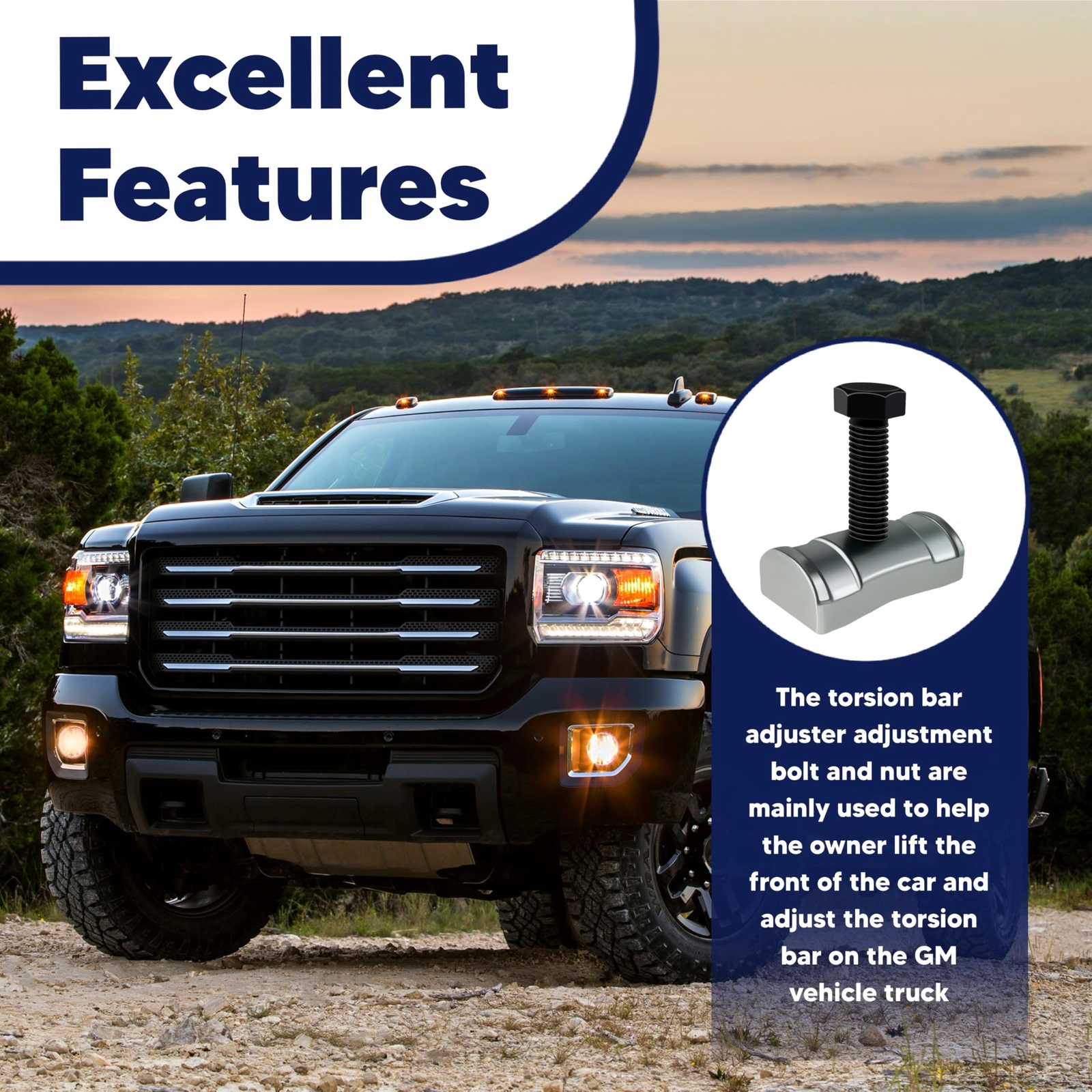 Torsion Bar Adjustment Bolt and Lock Nut Fit for Chevrolet Silverado Tahoe GMC