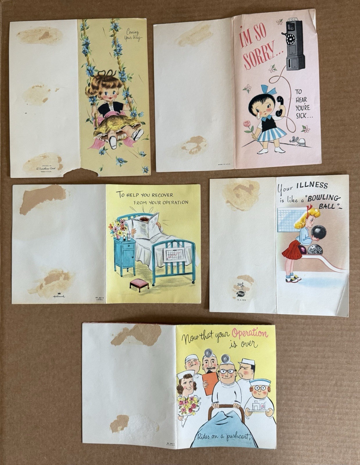 Vintage Greeting Cards All Occasions Child Girl Baby Used Damaged Lot Of 15