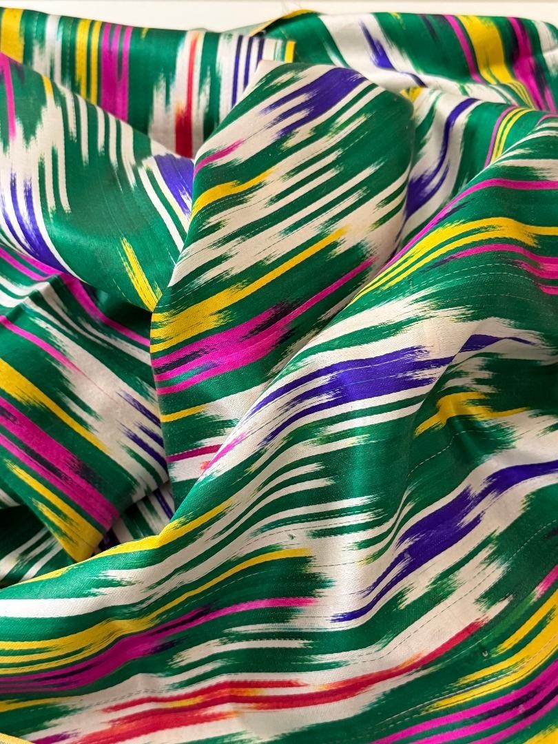 AUTHENTIC UZBEK KHAN ATLAS SILK BLEND FABRIC- TRADITIONAL FABRIC OF CENTRAL ASIA