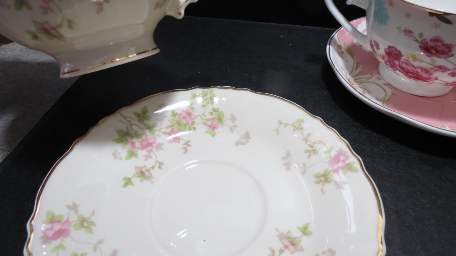 VINTAGE BONE CHINA 3 SETS Teacups AND Saucers BONE CHINA ASSORTED DESIGNS