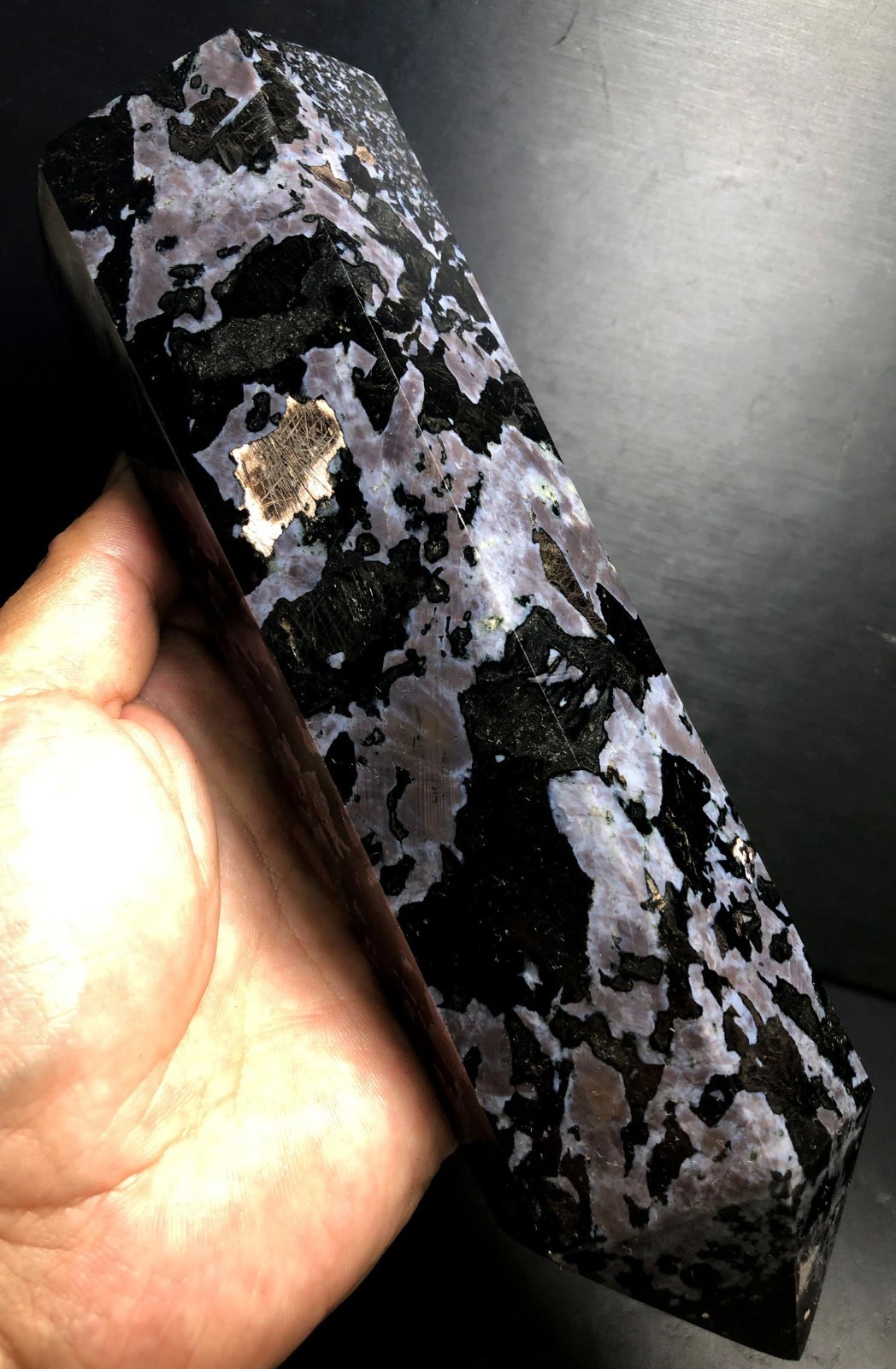1151g 195mm Indigo Gabbro Terminated Generator Mystic Merlinite Crystal Point