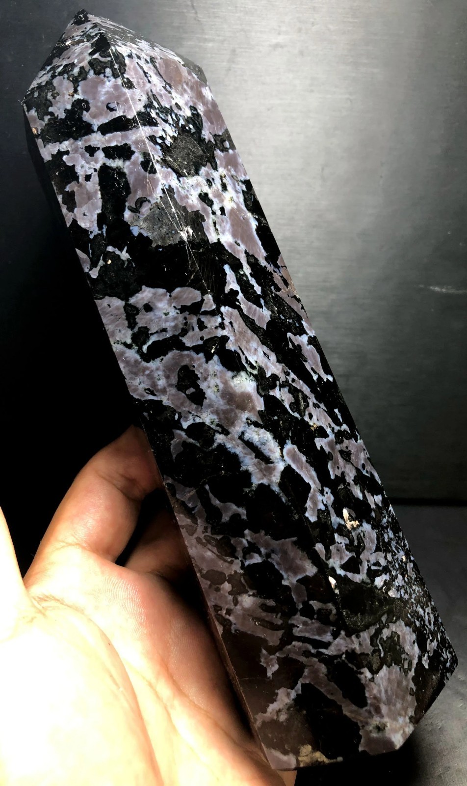 1151g 195mm Indigo Gabbro Terminated Generator Mystic Merlinite Crystal Point