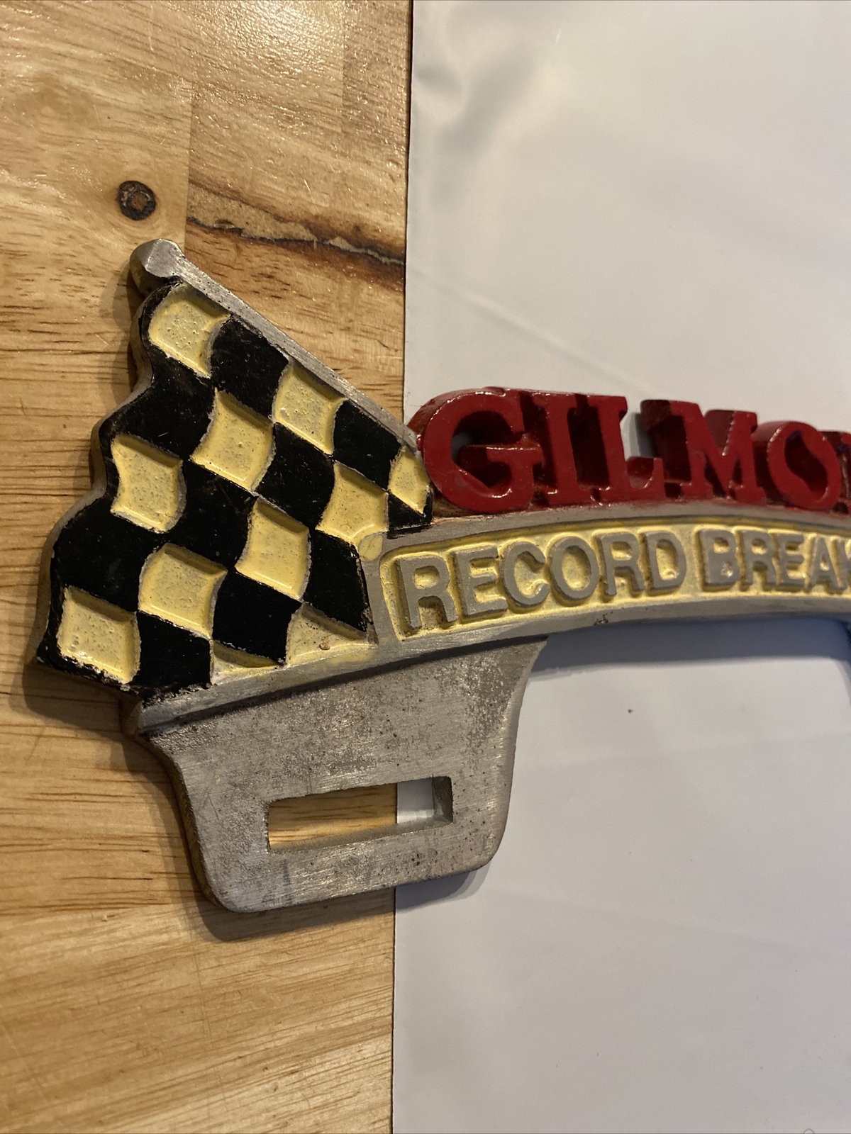 Gilmore Racing License Plate Topper Frame Chevy Ford Patina METAL Auto Car Truck