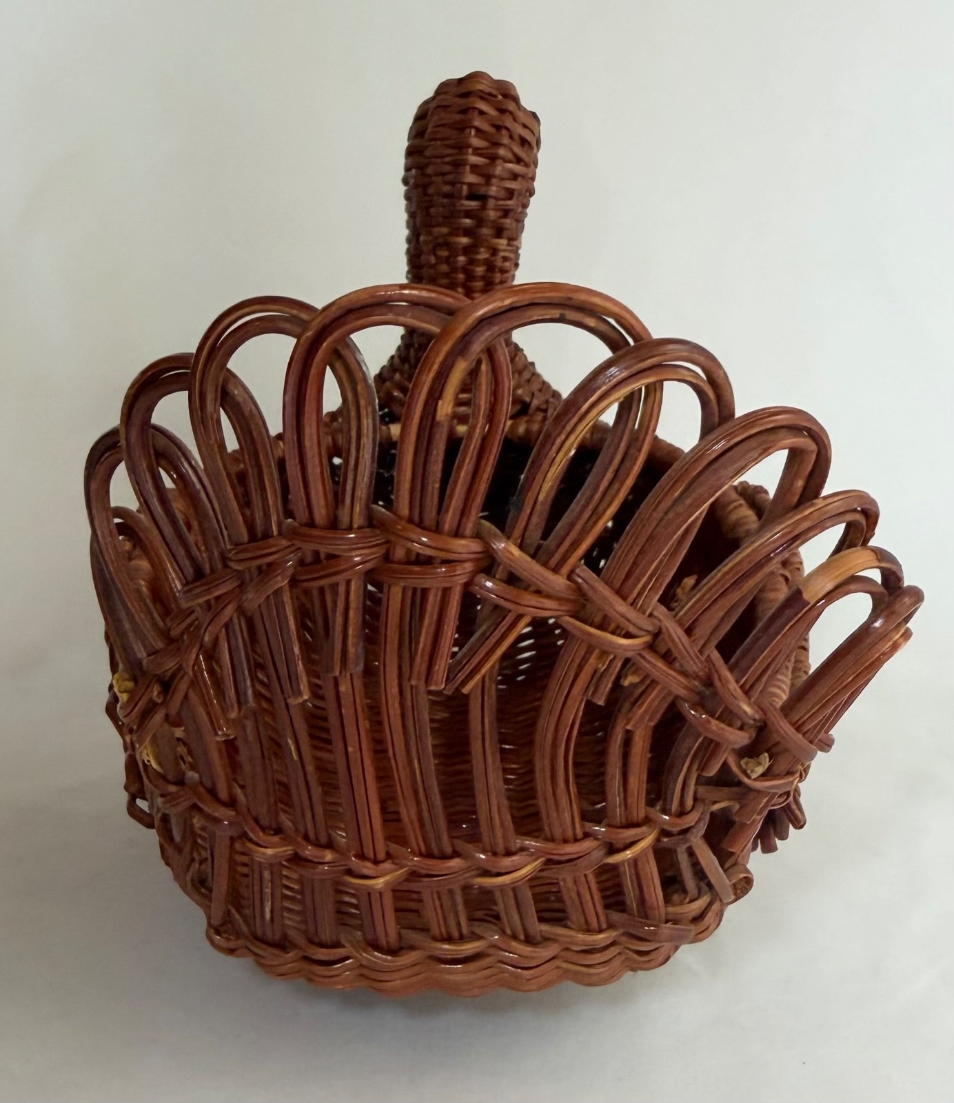 Vintage Handwoven Wicker Bird Basket Turkey/Duck Figure – Rattan Farmhouse Decor
