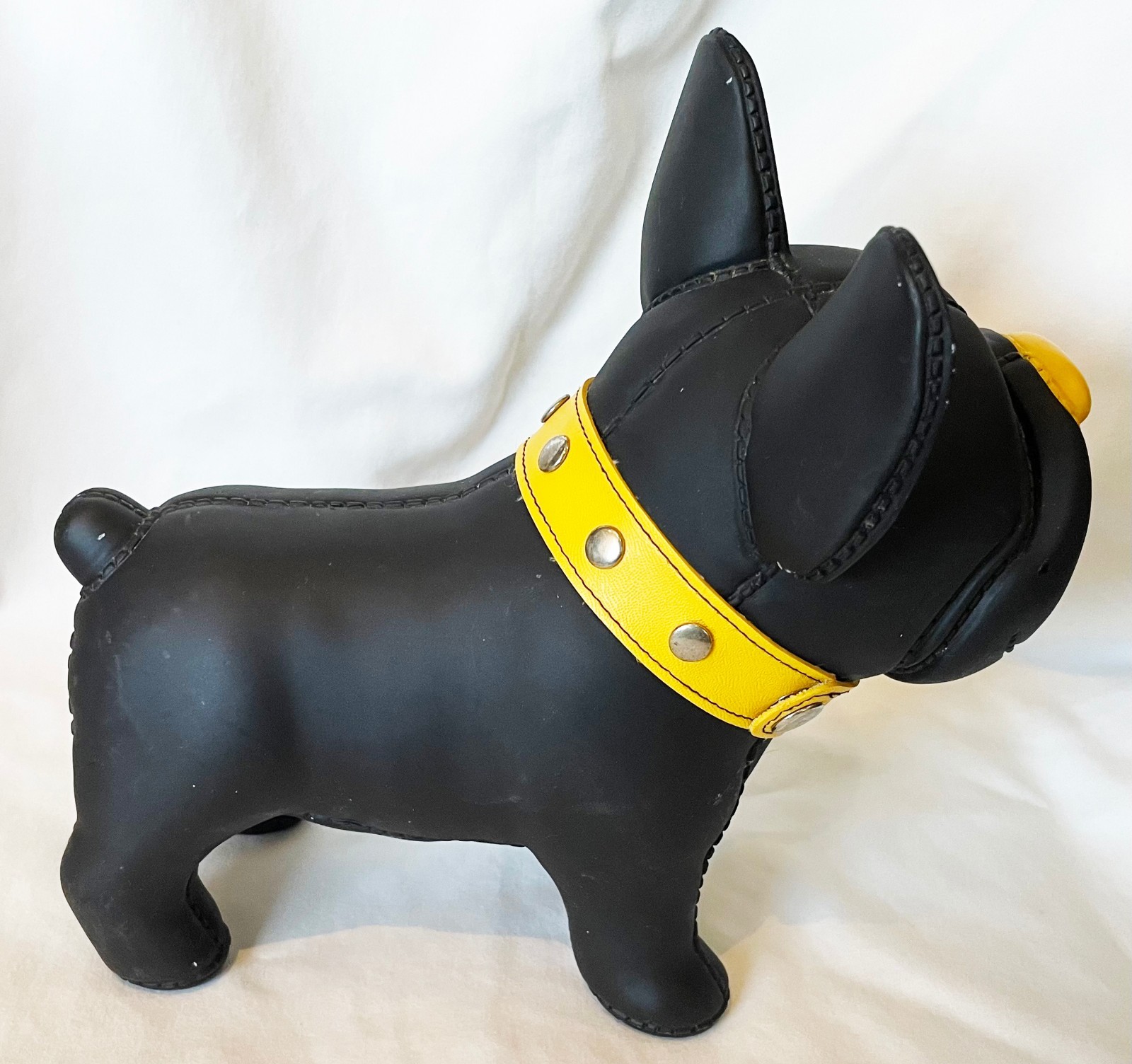 Sëmk Design The Pup’s Banker Black w/ Yellow Collar Bully Bulldog Dog Bank AS-IS