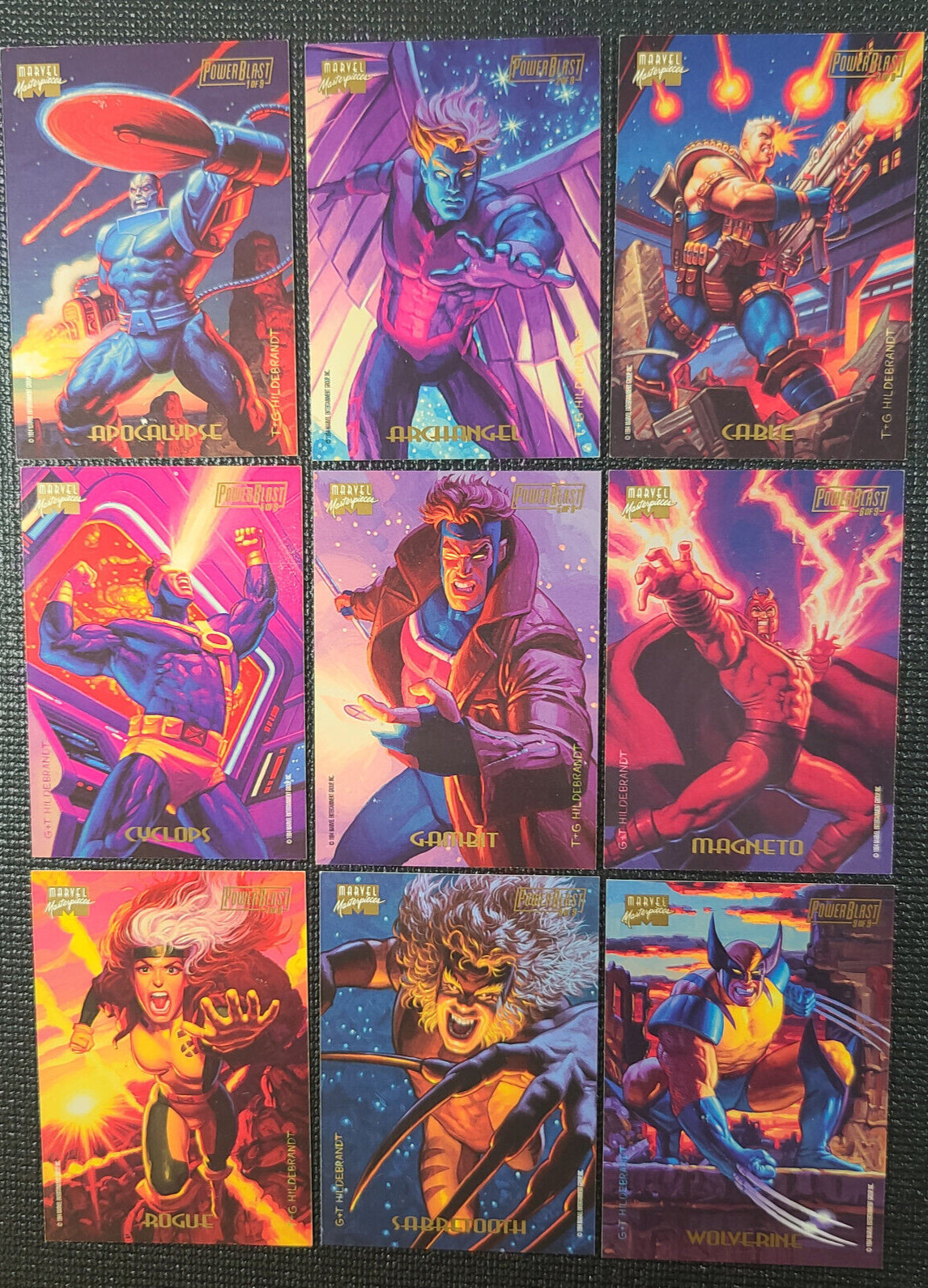 1994 Marvel Masterpieces – POWER BLAST – Complete Set of 9