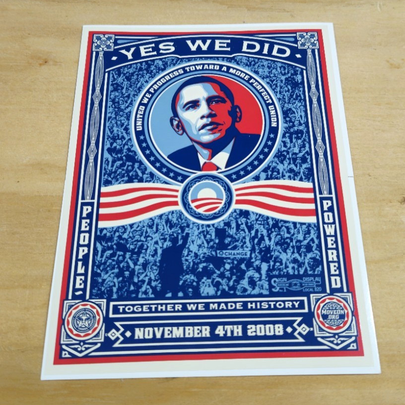Obama 2008 Yes We Did Shepard Fairy Stickers Moveon.org Election Memorabilia