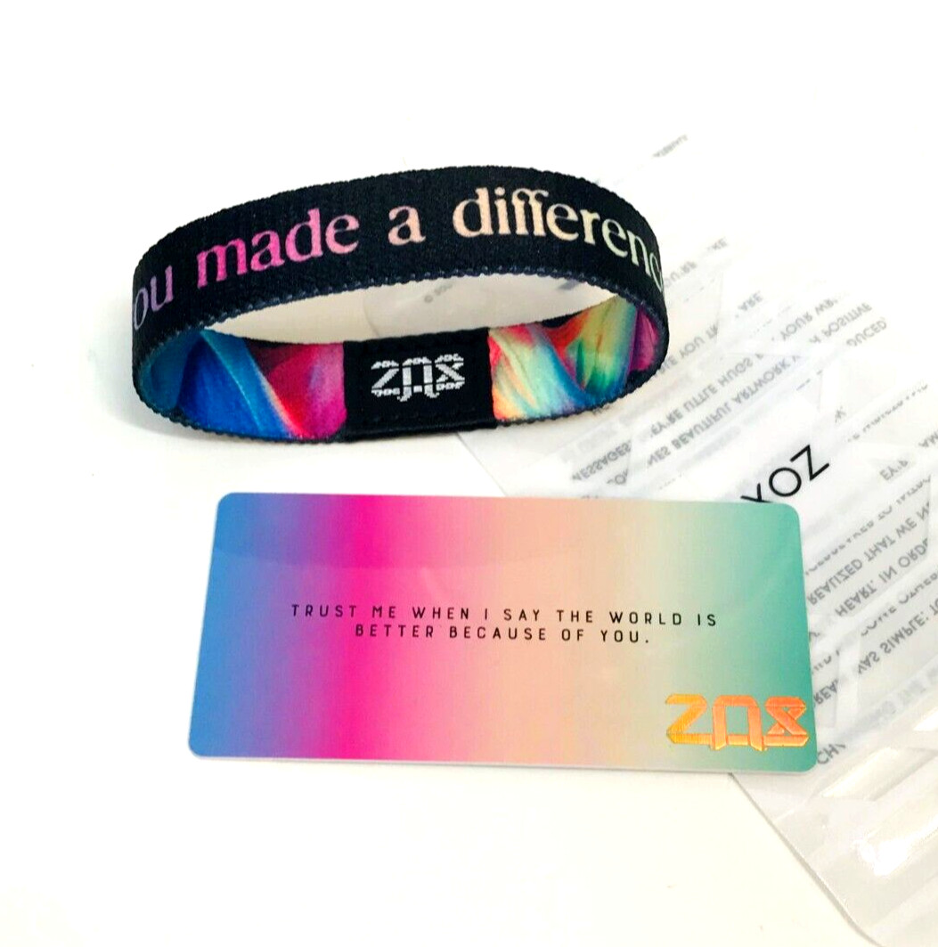 ZOX **YOU MADE A DIFFERENCE** Silver Single med Wristband w/Card NIP