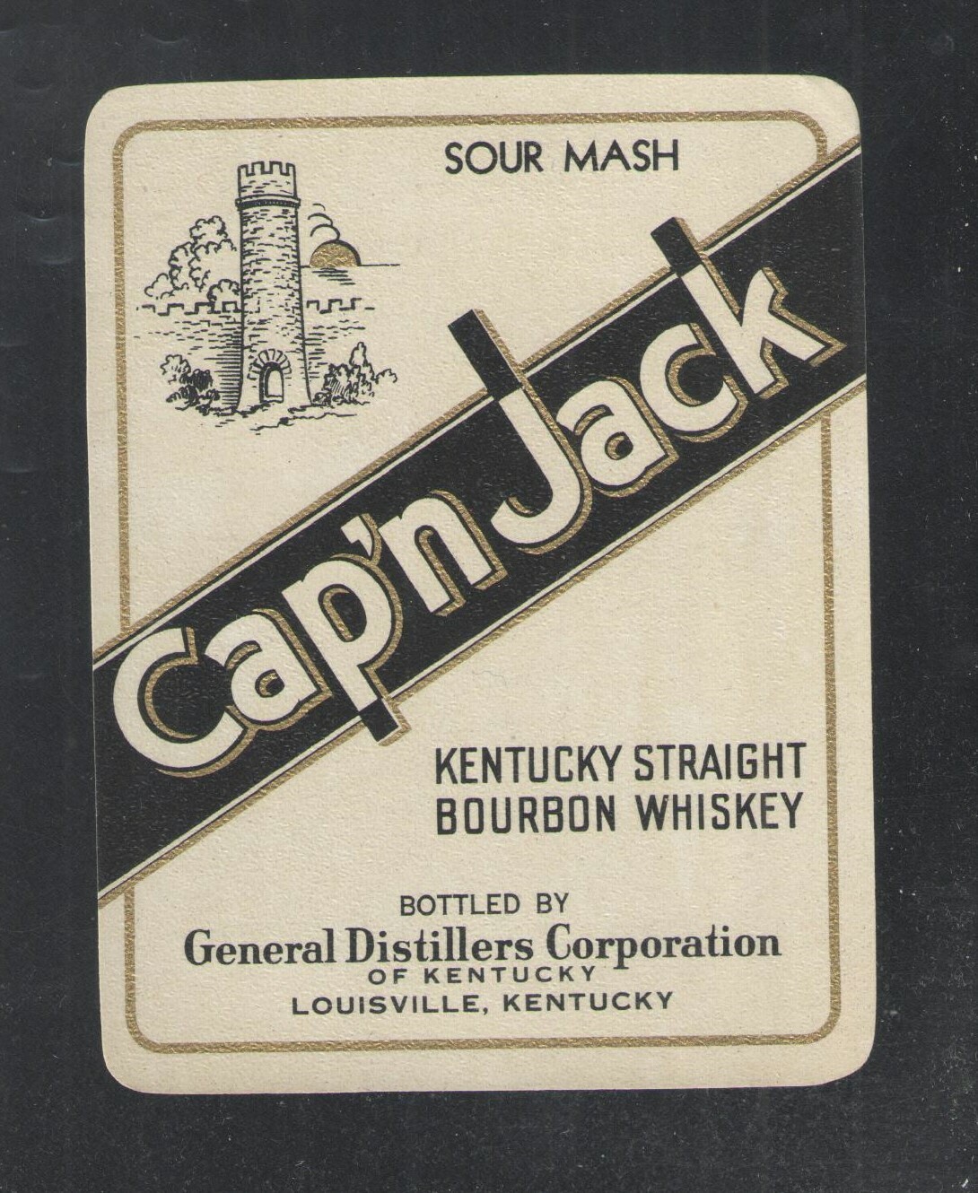CAP’N JACK KENTUCKY STRAIGHT BOURBON WHISKEY { SOUR MASH } UNUSED LABEL