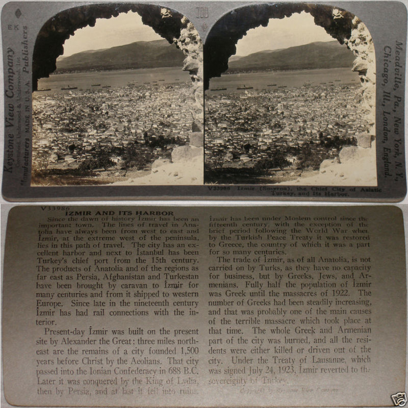 Keystone Stereoview of Smyrna & Harbor, Turkey From 1930s 600/1200 Card Set #700