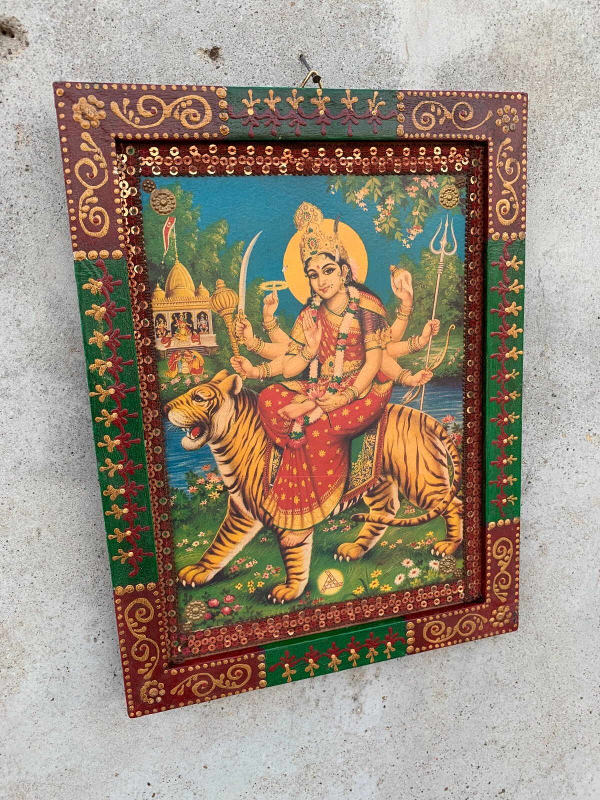 Durga Mata Photo Frame, Ambe Mata Photo Frame,Indian Hindu Deity Photo-8.5×11.5″