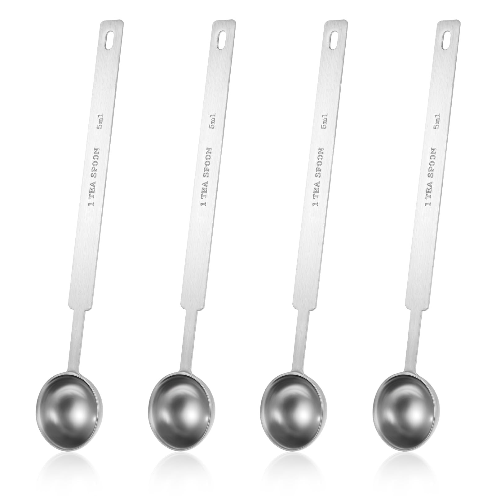 4PCS 1 Teaspoon Measuring Spoon(1 4.72 inches long, 1.18 wide, Silver