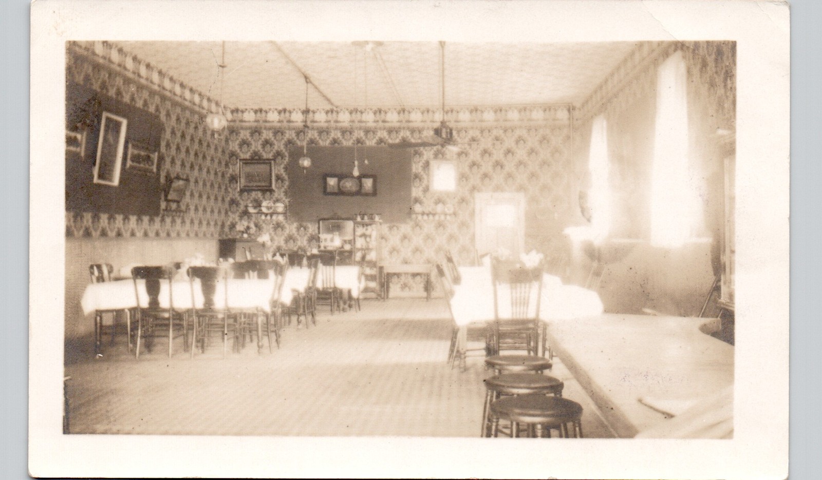 CAFE OR RESTAURANT INTERIOR c1910 postcard anitque real photo rppc historic
