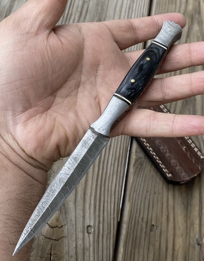 Double-Edged Damascus steel Dagger boot Knife Hunting fishing