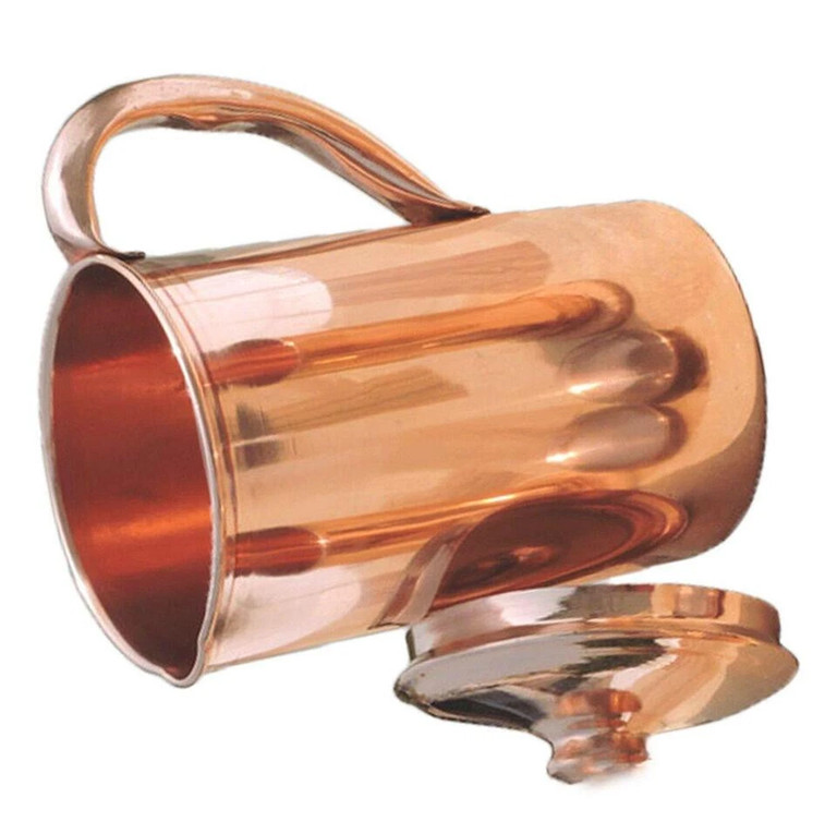 100% Pure Copper Water Jug Smooth Pitcher with 2 Tumbler and 1.5 Ltr Capacity