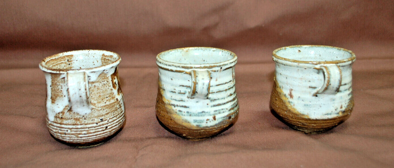 Ceramic 3 Mugs and 3 Candle Holders Handmade Lot of 6 Total T1428
