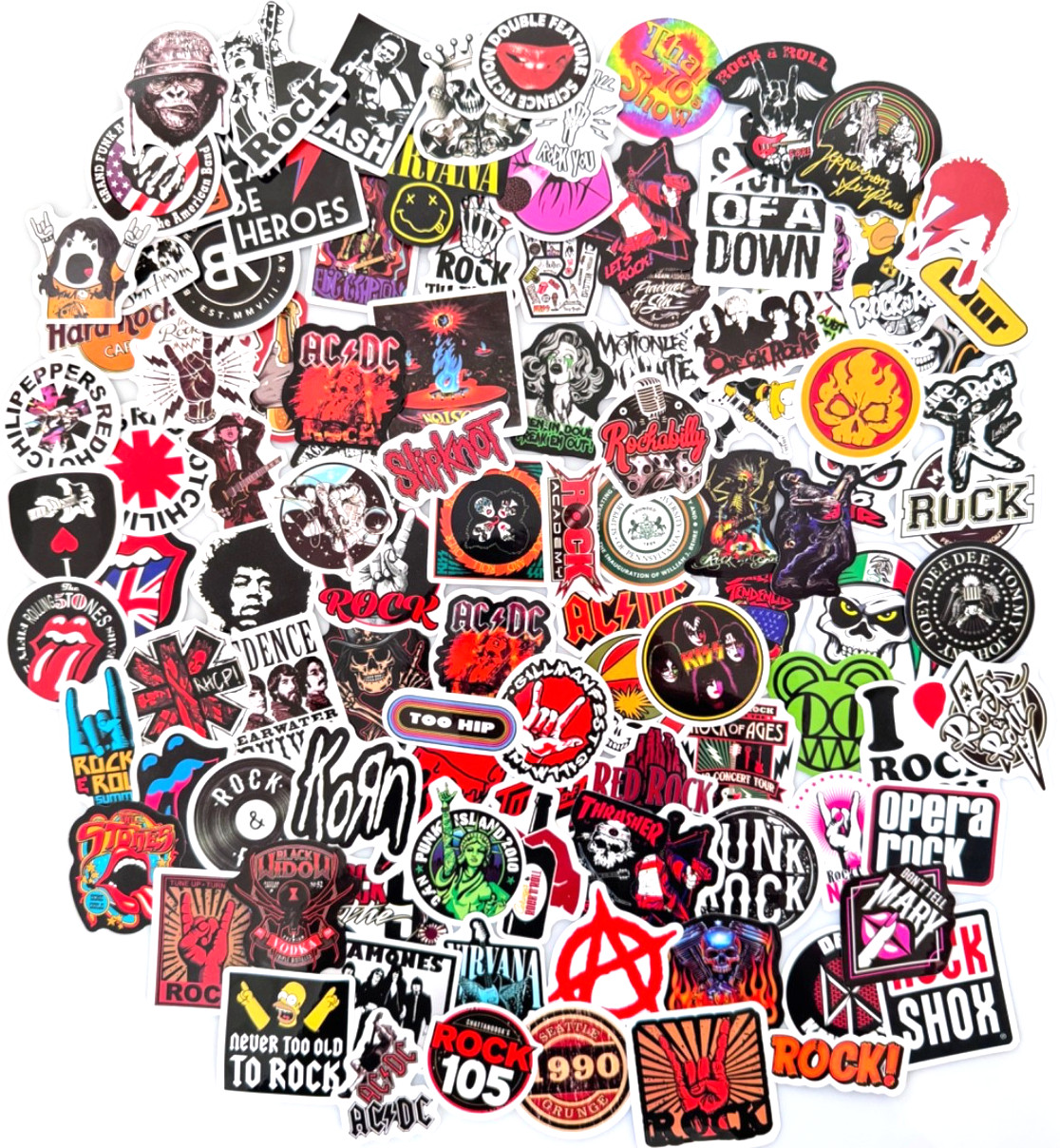 Sticker Set Decal 106 Pieces Stickerbomb Rock Band Punk Heavy Metal Music