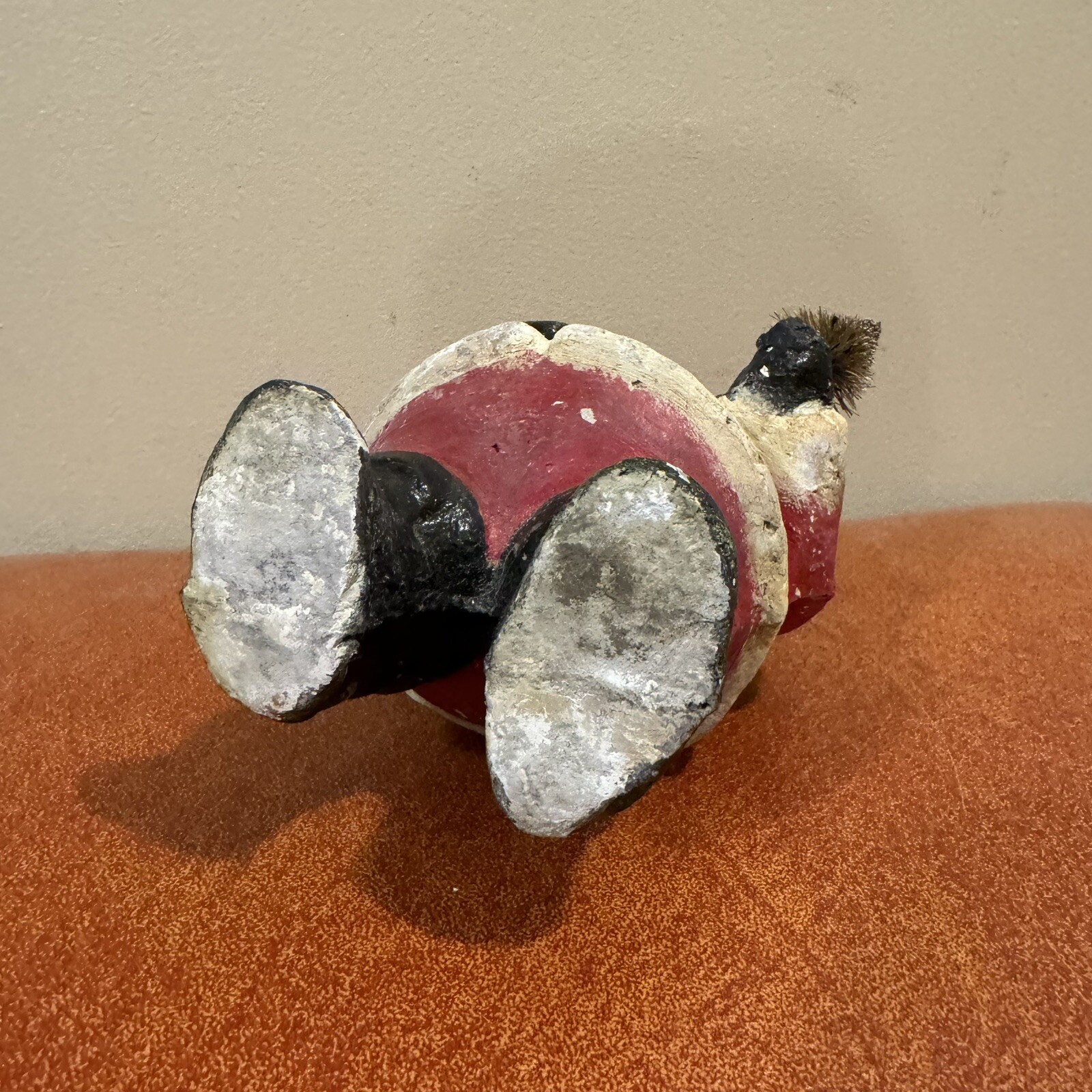 Antique Christmas Pulp Paper Mache Santa Claus Figure With Christmas Tree RARE!