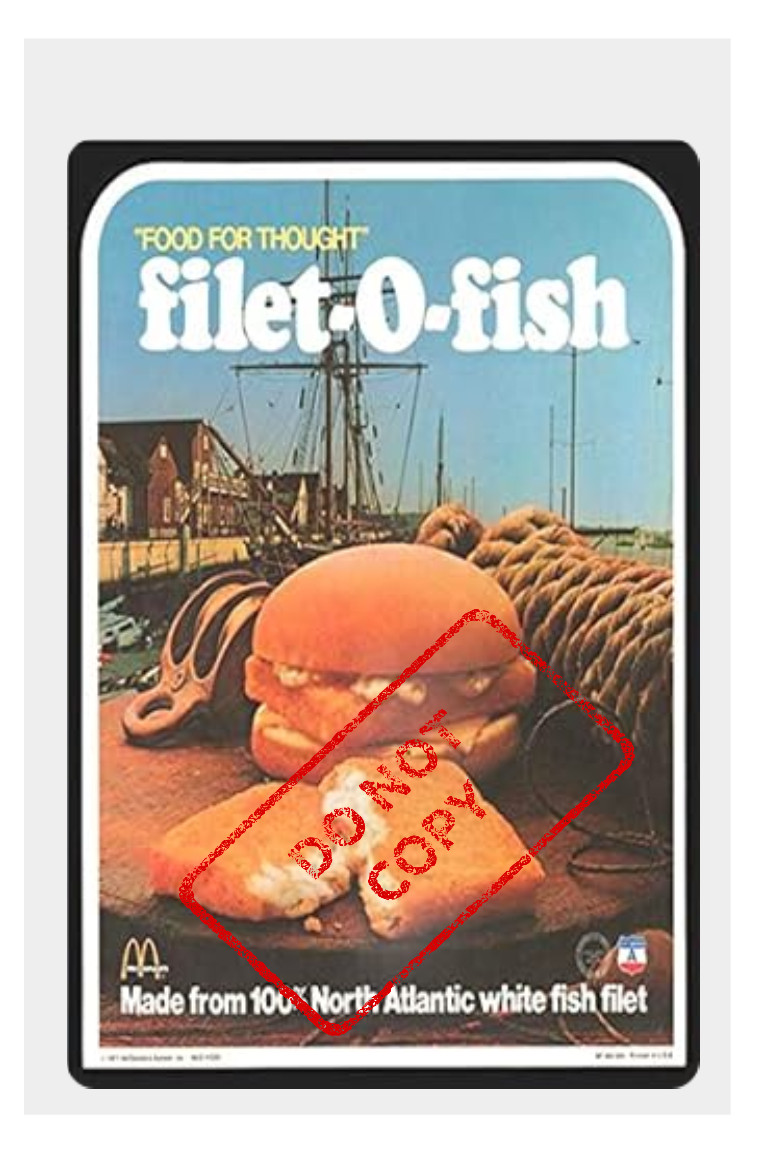 Classic McDONALD’S Filet-O-Fish SANDWICH Retro Ad 8×12 Aluminum Metal Sign