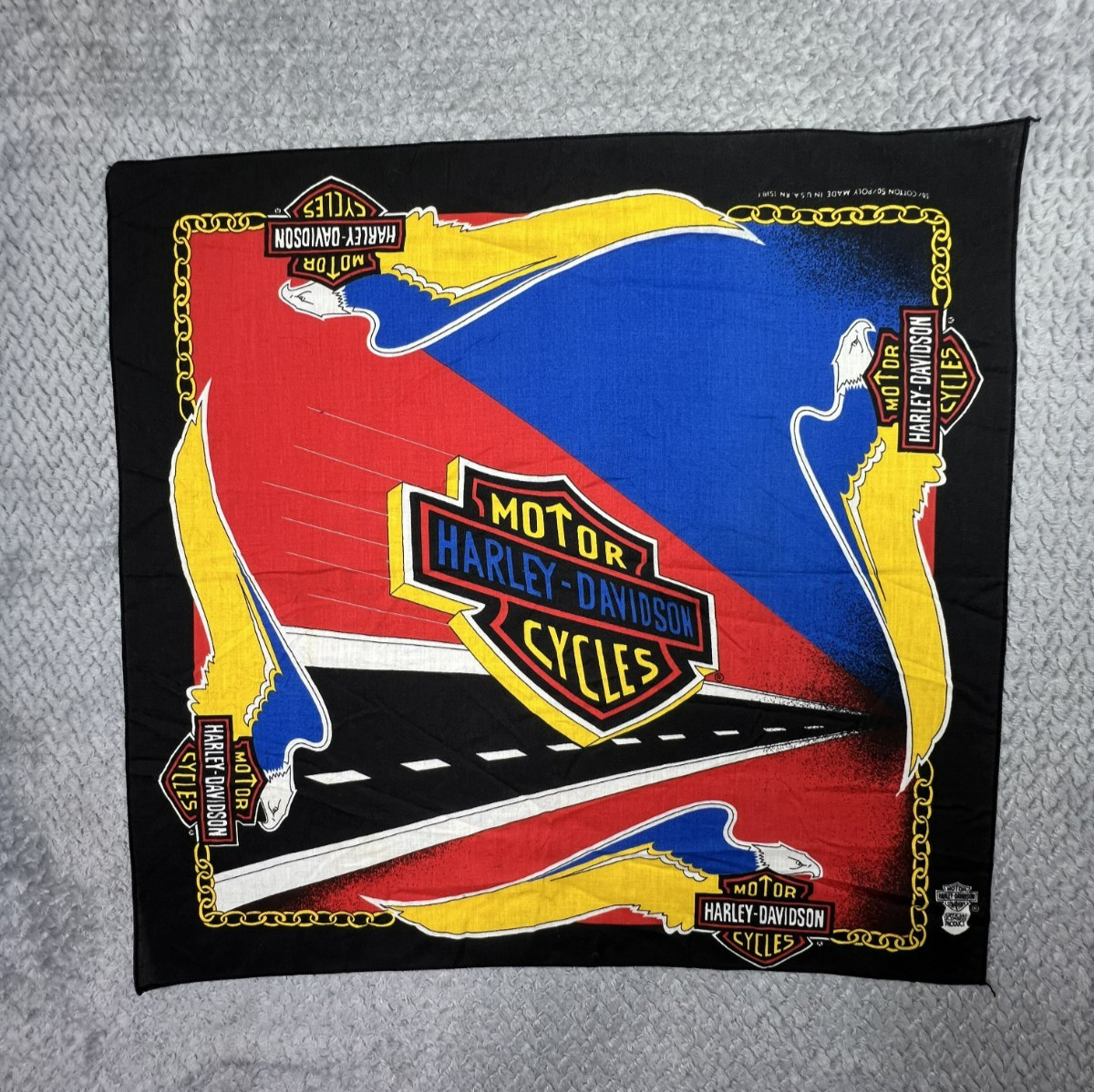 Vintage Harley-Davidson Road Eagle Bandana 50/50 Cotton Poly USA RN15187